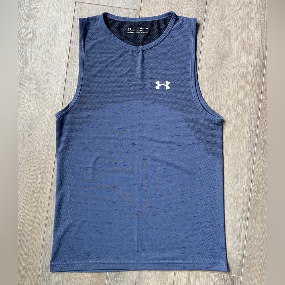 EUC UNDER ARMOUR Seamless Tank Top Blue Ink/Mod Gray SIZE S